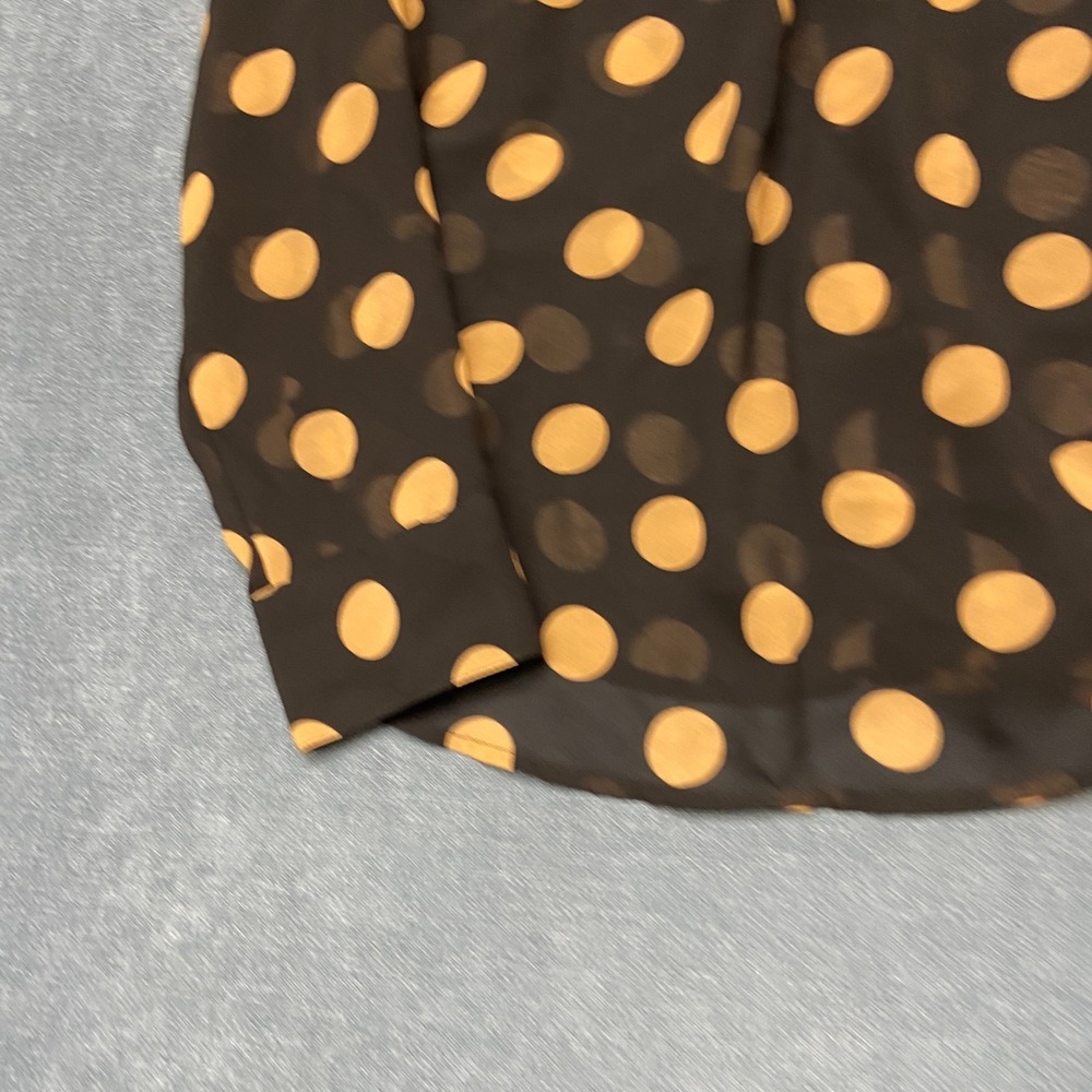 Express Portofino Blouse Top Womens Small Black Yellow Button Front Polka Dot - Picture 10 of 13